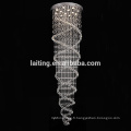 Moderne haut plafond décoration lustre longue spirale pluie goutte cristal lumière pour stairs97009